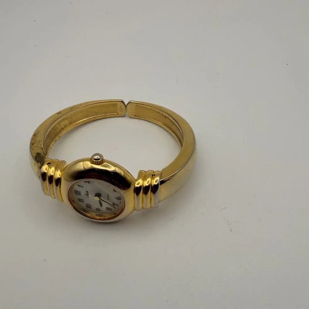 Vintage Collezio Quartz Bangle Cuff Watch - Gold Tone Working New Battery